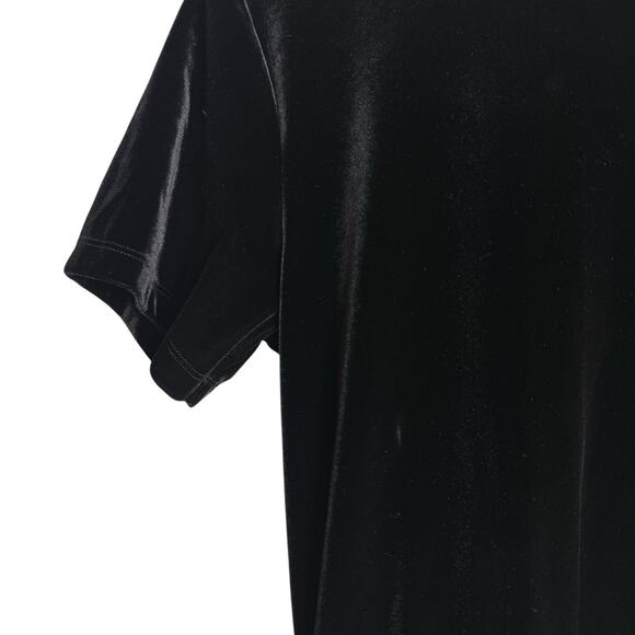 The Kooples Black Velvet Short Sleeve Ruched Crewneck Mini Dress Size Medium - Picture 10 of 13